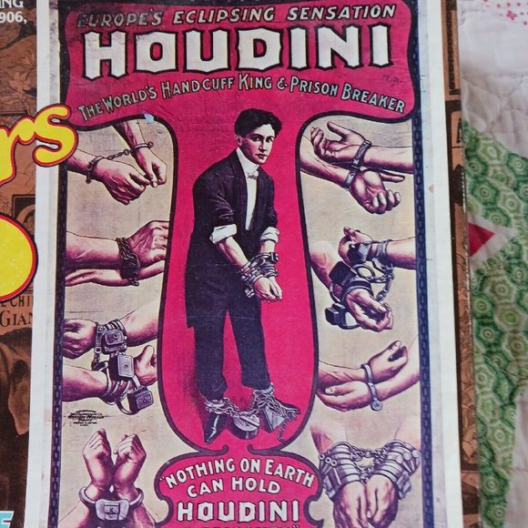 Vintage *HOUDINI* Handcuff King Jigsaw Puzzle 1000 Pieces 19x27 - Picture 2 of 3